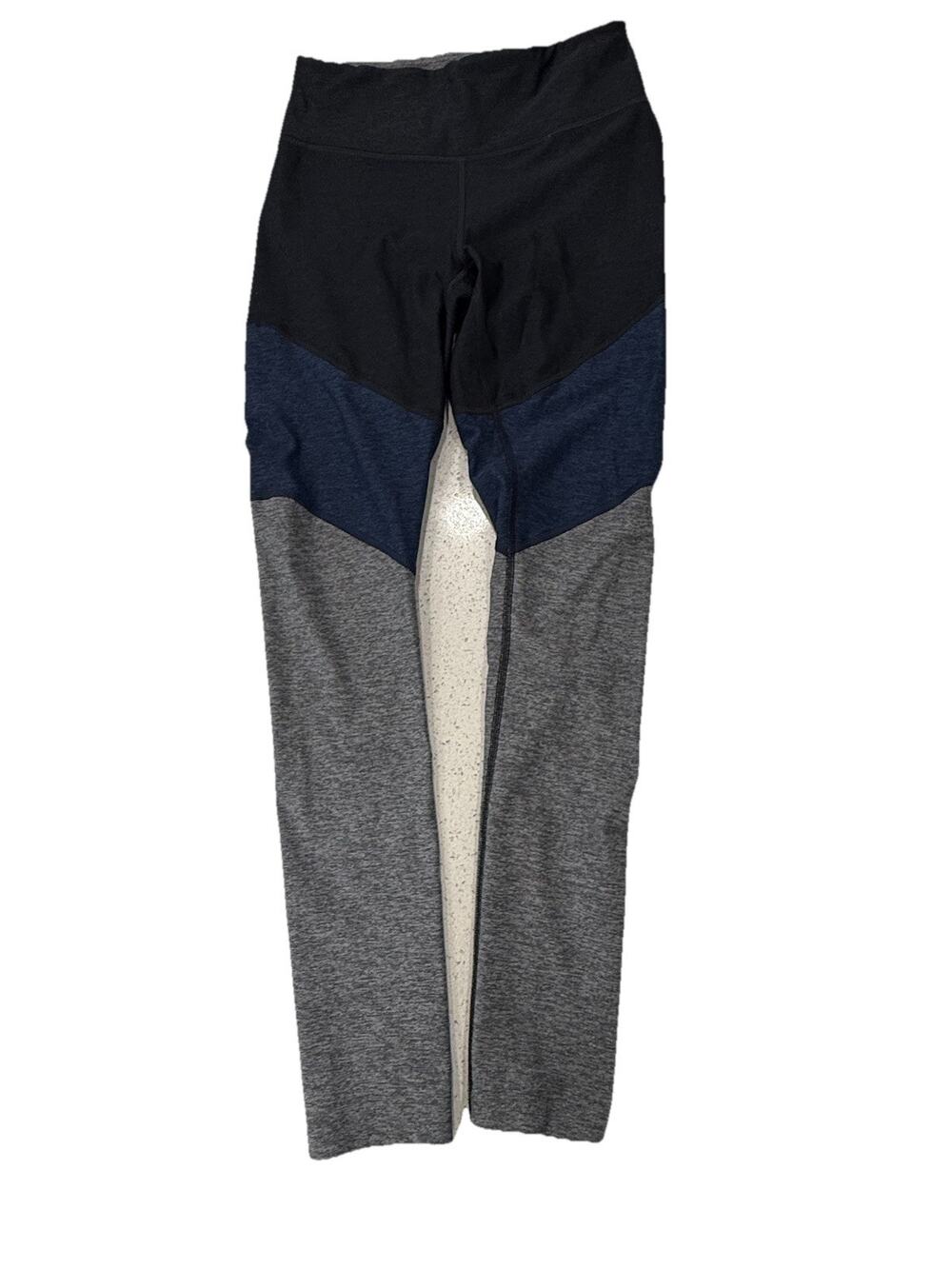Outdoor Voices Womens XS Colorblock Gray Black Blue Leggings Pull On Activewear